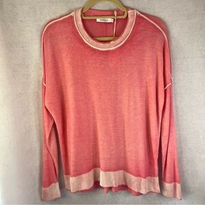 MERSEA Saltwash Bamboo/Cashmere Lightweight Crew Sweater NWT Sz M Pink Coastal